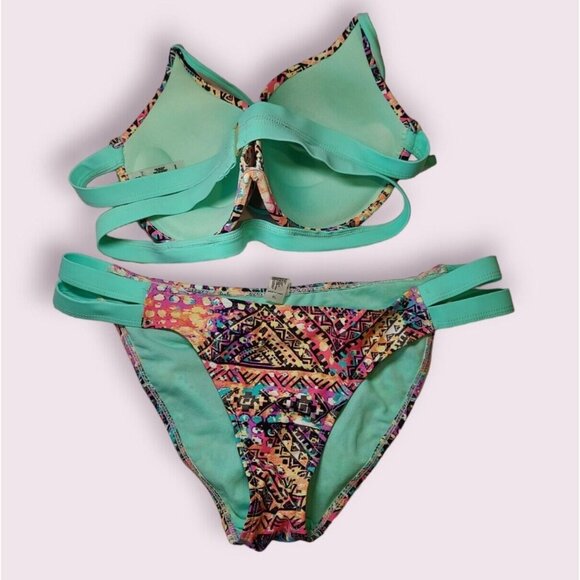 TiniBikini Womens XL Swimsuit Bikini set Beachy Coastal wire Push-up Bra strappy - Picture 4 of 15